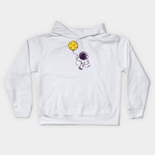 Astronaut Holding Moon Balloon Cartoon Kids Hoodie